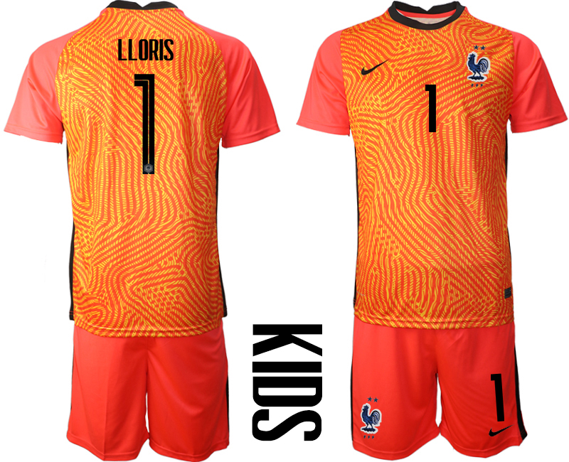 2021 France red goalkeeper youth #1 soccer jerseys->youth soccer jersey->Youth Jersey